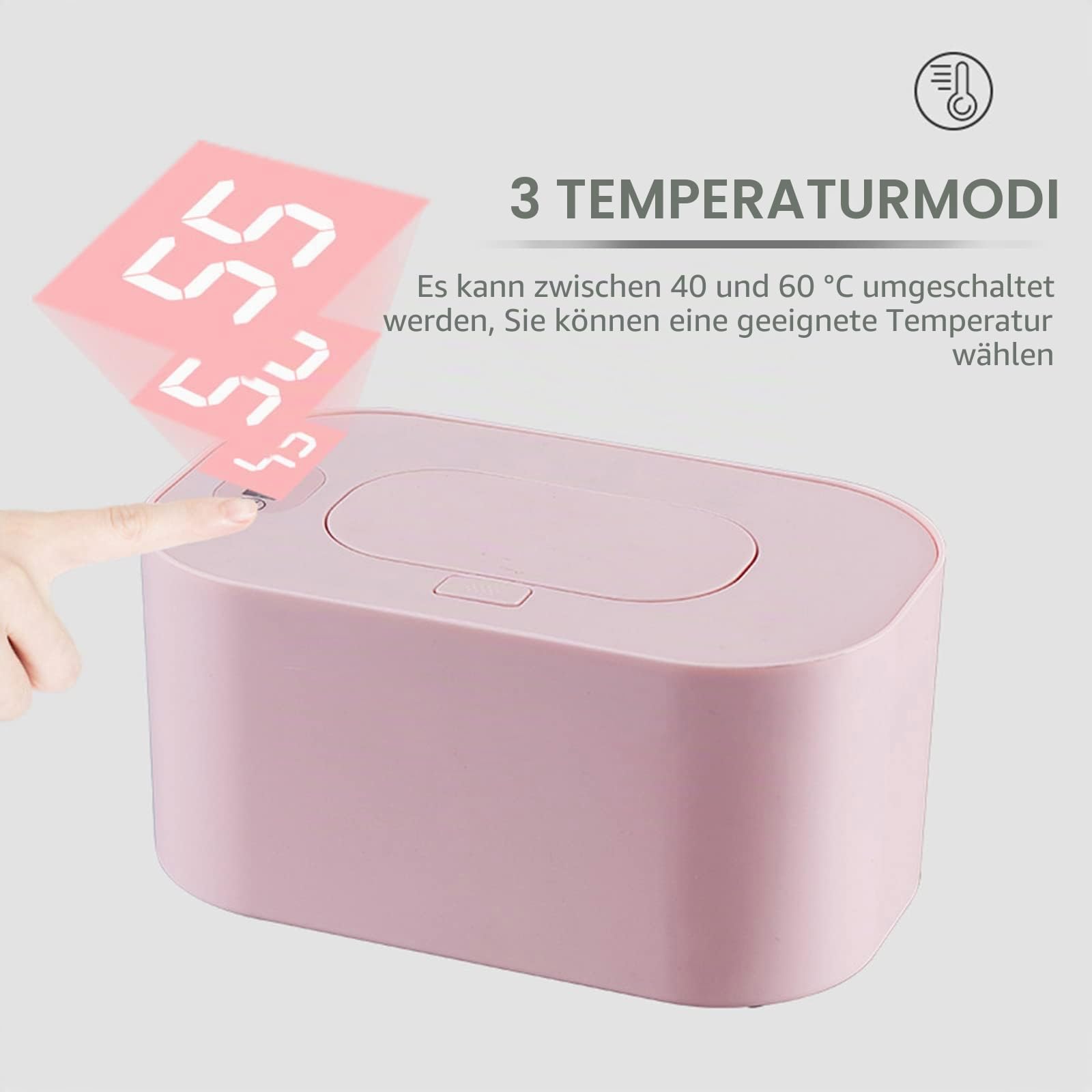 USB Feuchttuchwärmer für Babys, Große Kapazität Spender für Feuchttücher, 10W, 3 Temperaturmodi, Konstante Wärmefunktion, Obere Heizfunktion, Tragbar für Reisen zu Hause