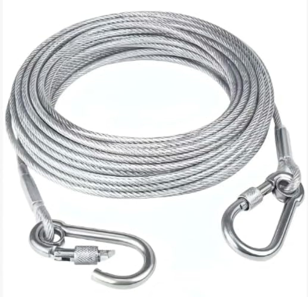 10 Meter Stainless Steel Wire Rope with Hooks | Heavy Duty Steel Cable with Safety Lock Carabiner Clips | Rustproof Hanging Wire for Outdoor, Gym, Clothesline, Gardening & Multipurpose Use-picture-12