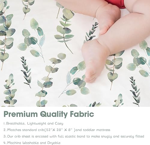 Miniatura 8 de bimocosy Juego de 4 sábanas bajeras para cuna, para niños y niñas, tamaño de 28 x 52 pulgadas, para colchones estándar de cuna y niños pequeños,