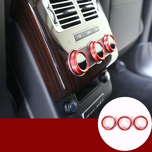 Aluminum Alloy Air Conditioning Knobs Audio Circle Trim 3Pcs For Land Rover Range Rover Vogue L405 2013-2017 Auto Accessories (Red)