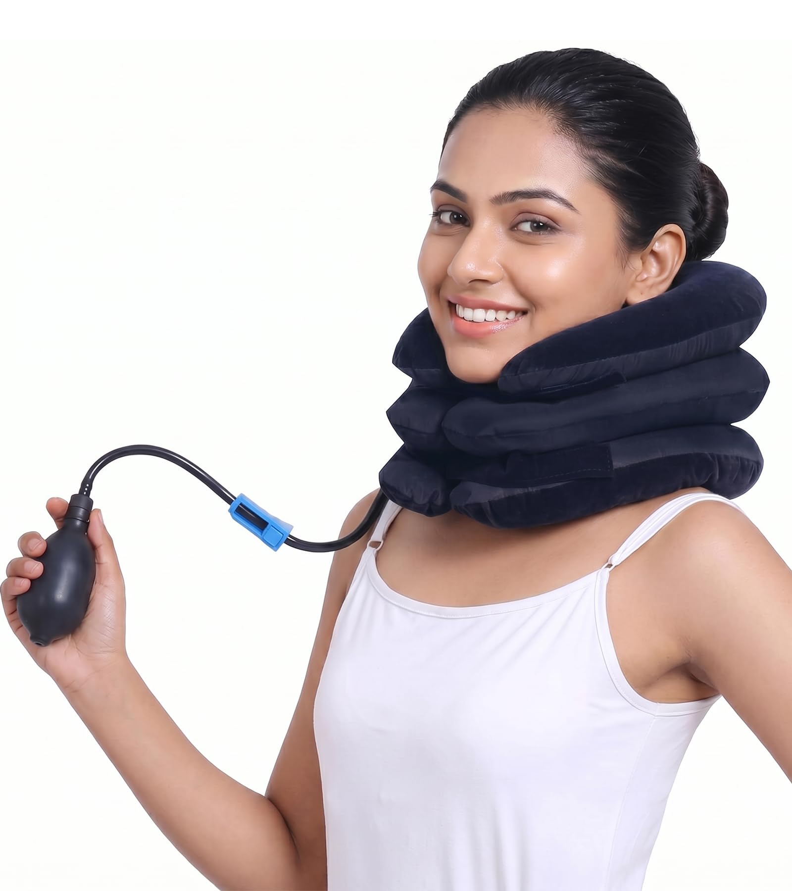 Dimore Inflatable Neck Brace Pillow Cervical Neck Traction Device Adjustable Neck Stretcher,Ideal for Spine Alignment and Chronic Neck Pain Relief. (BLUE)-image-20