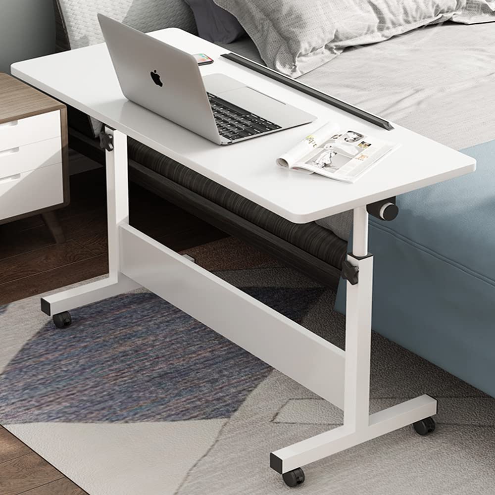 Small Standing Desk Adjustable Height, 31.5inch Small Folding Desk for Small Space, Portable Laptop Desk, Home Office Desks with Wheels, Small Computer Rolling Desk, End Tables for Bedroom