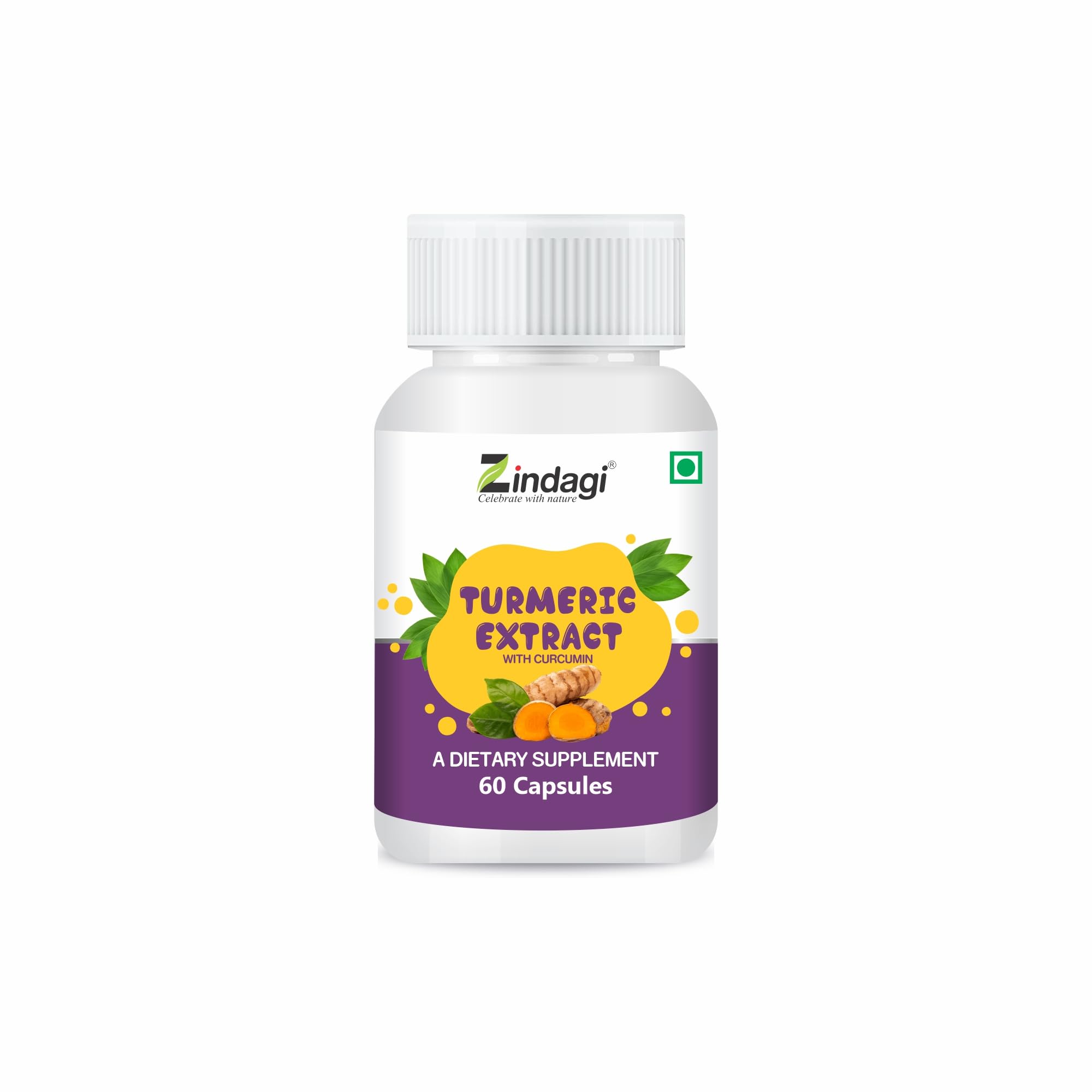 Zindagi Turmeric Extract Capsules With Curcumin - Maintain Healthy Joints - Powerful Antioxidant - 60 Capsules (Pack of 2) - Image 2 thumbnail