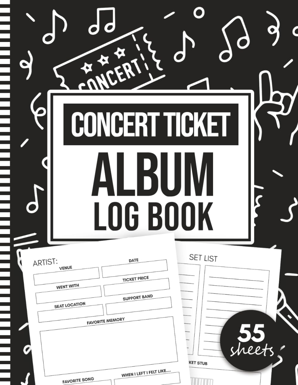 Concert Ticket Album Log Book: Ticket Collection Organizer Notebook for Concerts, Festivals, Tours & Events