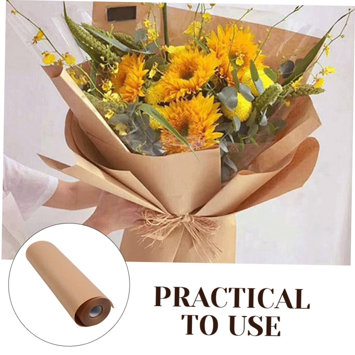 Ipetboom Papier Kraft Rouleau 45 Cm X 30 M pour Emballage Présents et Travaux Manuels, Couleur Brun Naturel, Papier Décoratif Floral, Usage Créatif et Bouquet, Emballage Noël et Artisanat