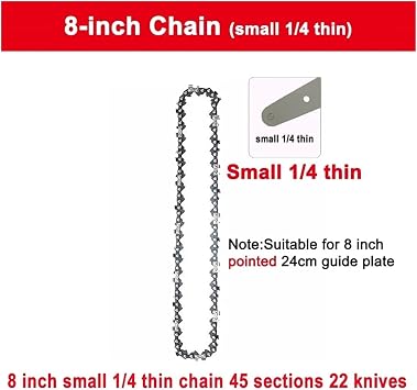 8 Sawver 1/4 P Electric Saw 45 Knots, 22 Knives Electric Chainsaw Guide Replacement Mini Steel Chainsaw Chain Garden Tool