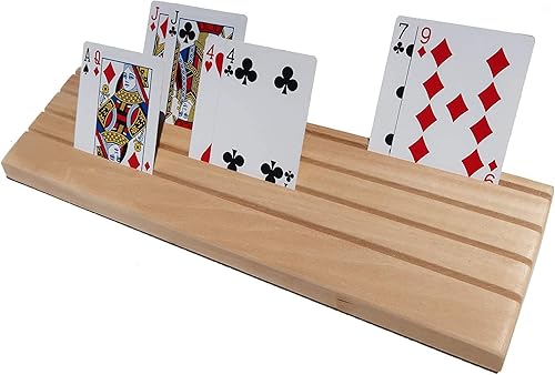 Juego de 2 tarjeteros de madera para jugar con manos libres, organiza las manos para jugar fácilmente, diseñado para adultos, niños, personas