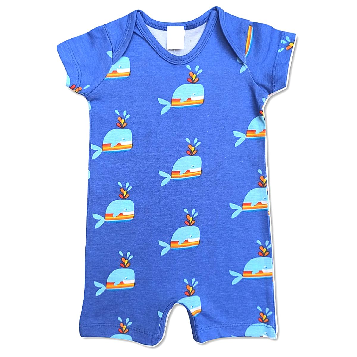 TuddyBuddy Baby Girl's 100% Cotton Romper/Jumpsuit/Onesie Set, Multicolor (Pack of 2 Playsuits - Whales & Rainbows AOP, 0-3 Months) - Image 3 thumbnail