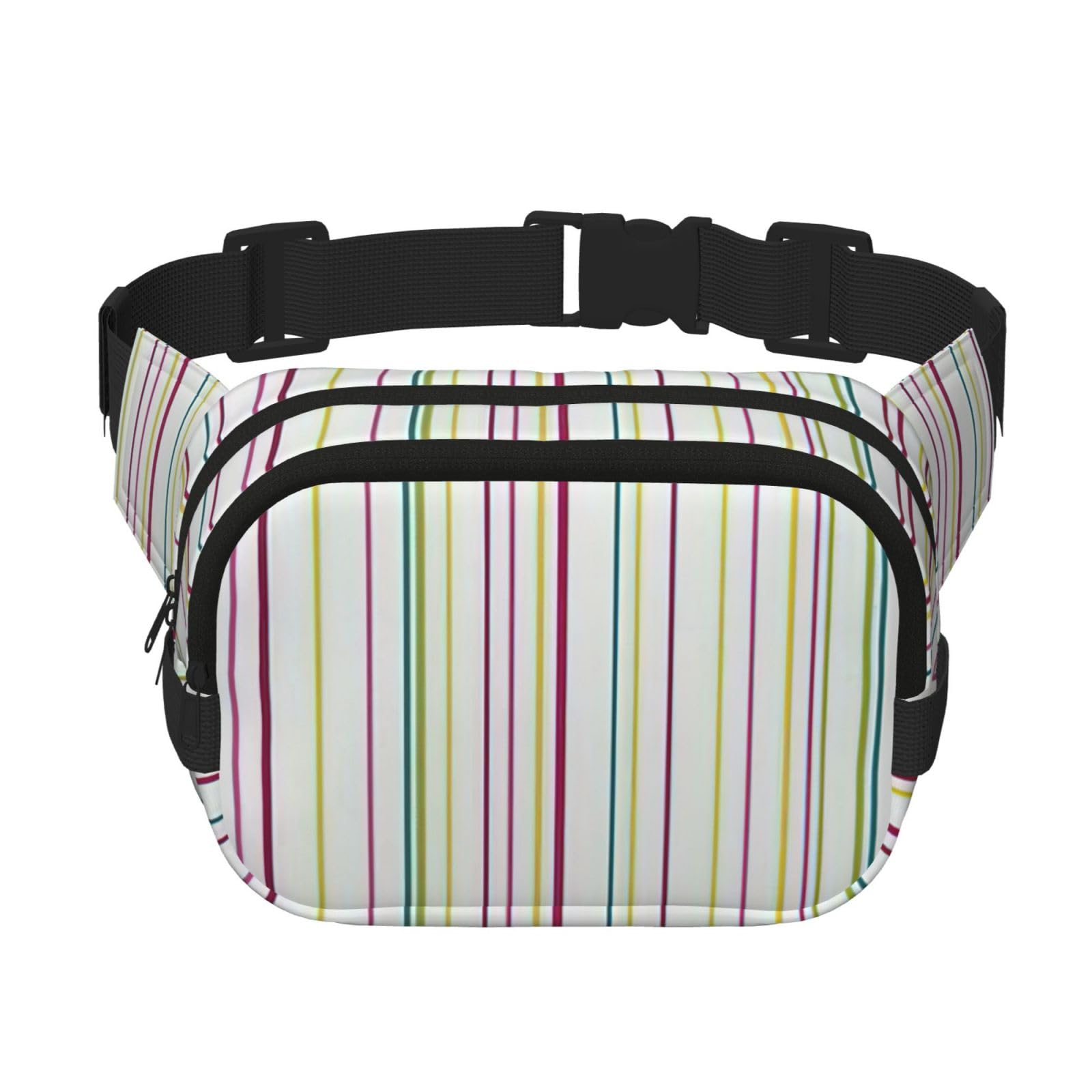 Sac banane double couche à rayures imprimé carré au design décontracté - 5