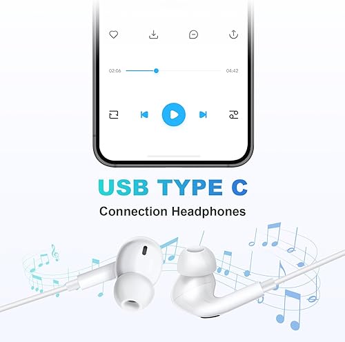 Miniatura 6 de Auriculares USB tipo C para iPhone15, Samsung Galaxy S23, Ultra S23+, S23 Plus, auriculares USB C enchufables, micrófono integrado y control de