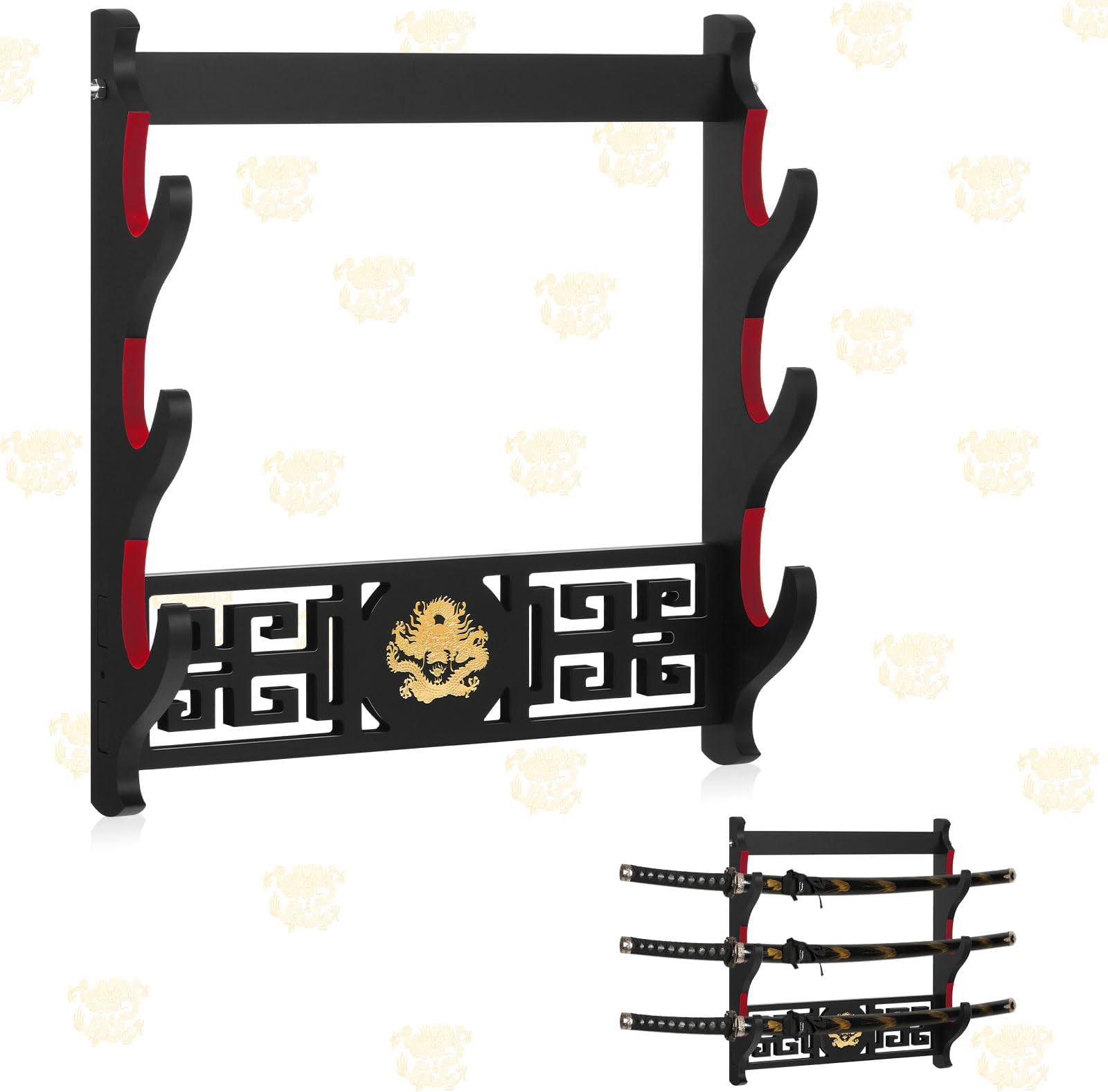 Barydat Katana Sword Holder Stand Wall Mount Katana Samurai Sword Display Rack Hanger Japanese Wakizashi Hobby Collection Gifts for Men(3 Tier)