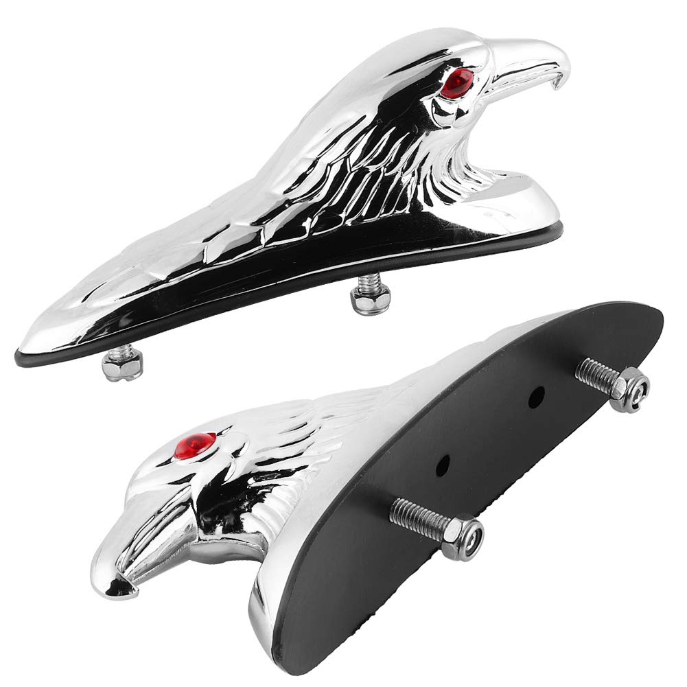 Sorandy Ornamento Universale per Moto, Statua con Testa Cromata con Occhi Rossi, per Bulloni da 6 Mm