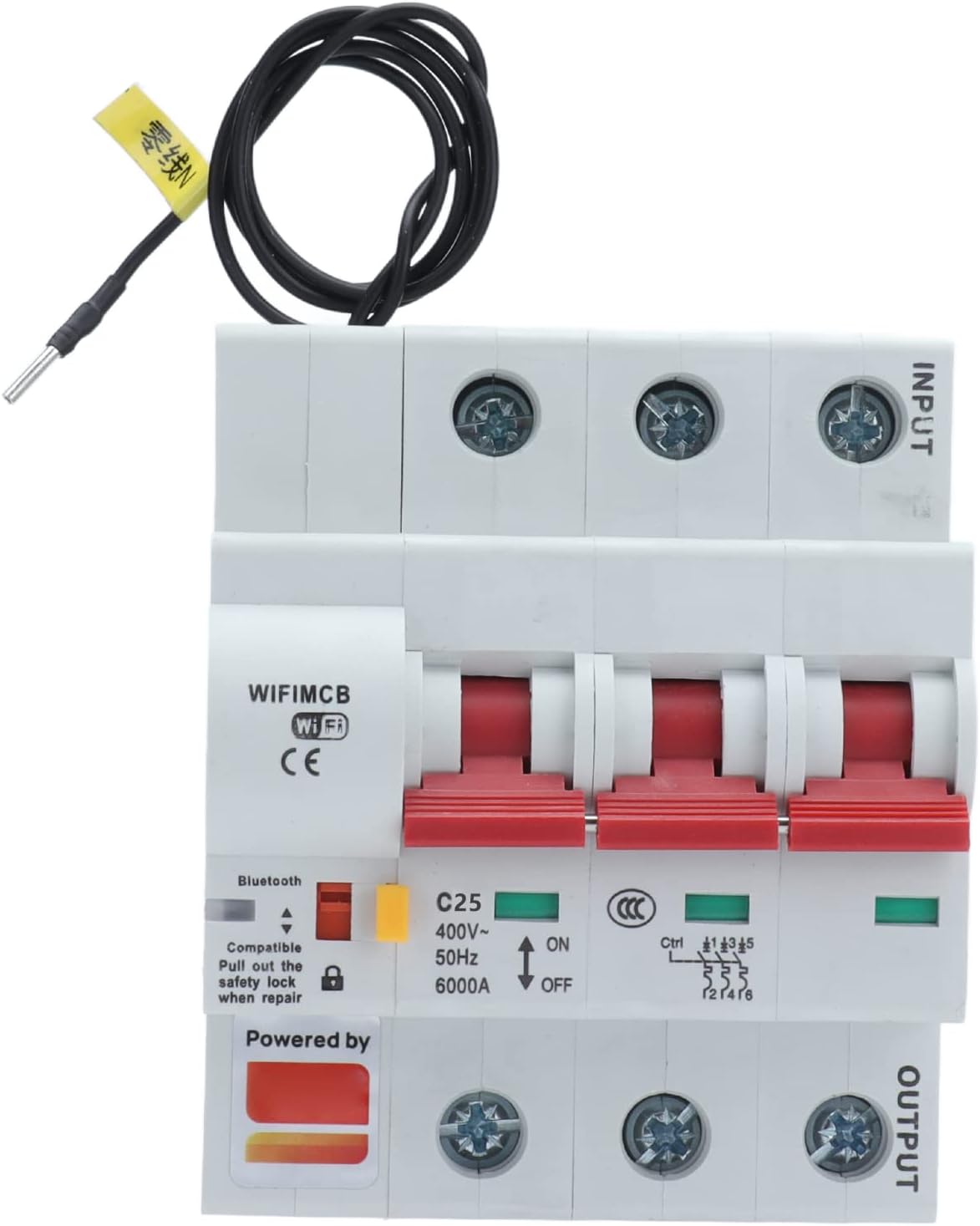 3P Circuit Breaker, PA66 Shell Cloud Server APP Control Leakage Protection Switch with Safety Lock for Power Supply Equipment for Outdoor Lighting (Color : 25a)