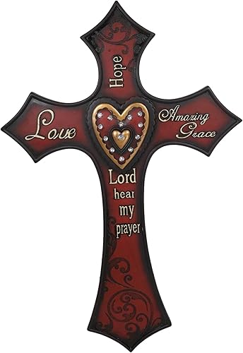 Ebros Gift Amor occidental rústico Esperanza Increíble Gracia Señor Escucha Mi Oración Cruz Decoración de Pared Diseño Vintage Escultura Cristiana