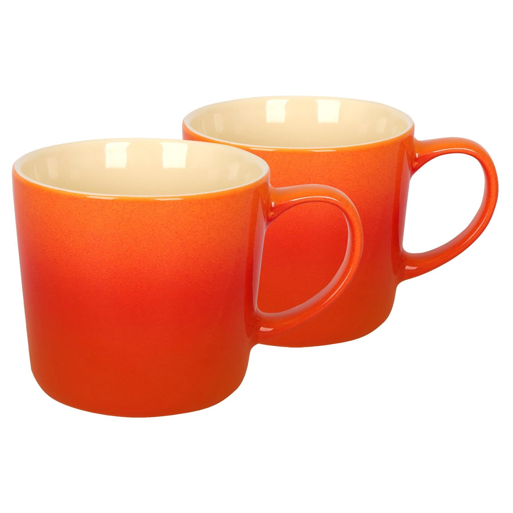 Argon Tableware Orange Ombre Coffee Mug 330ml - Pack of 2 - New Bone China Tea Mug, Vegan Friendly Ceramic Cup, Glazed Stoneware Style Drinkware, Microwave Dishwasher Safe — image 1