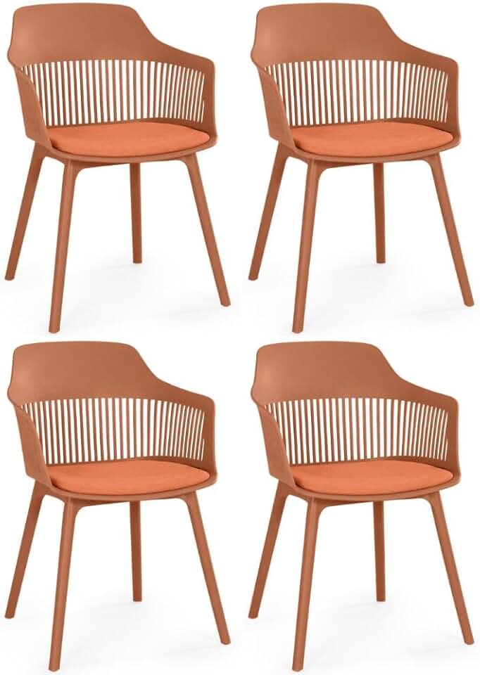 Kit 4 Cadeiras de Jantar Estofada Marcela (Marrom)