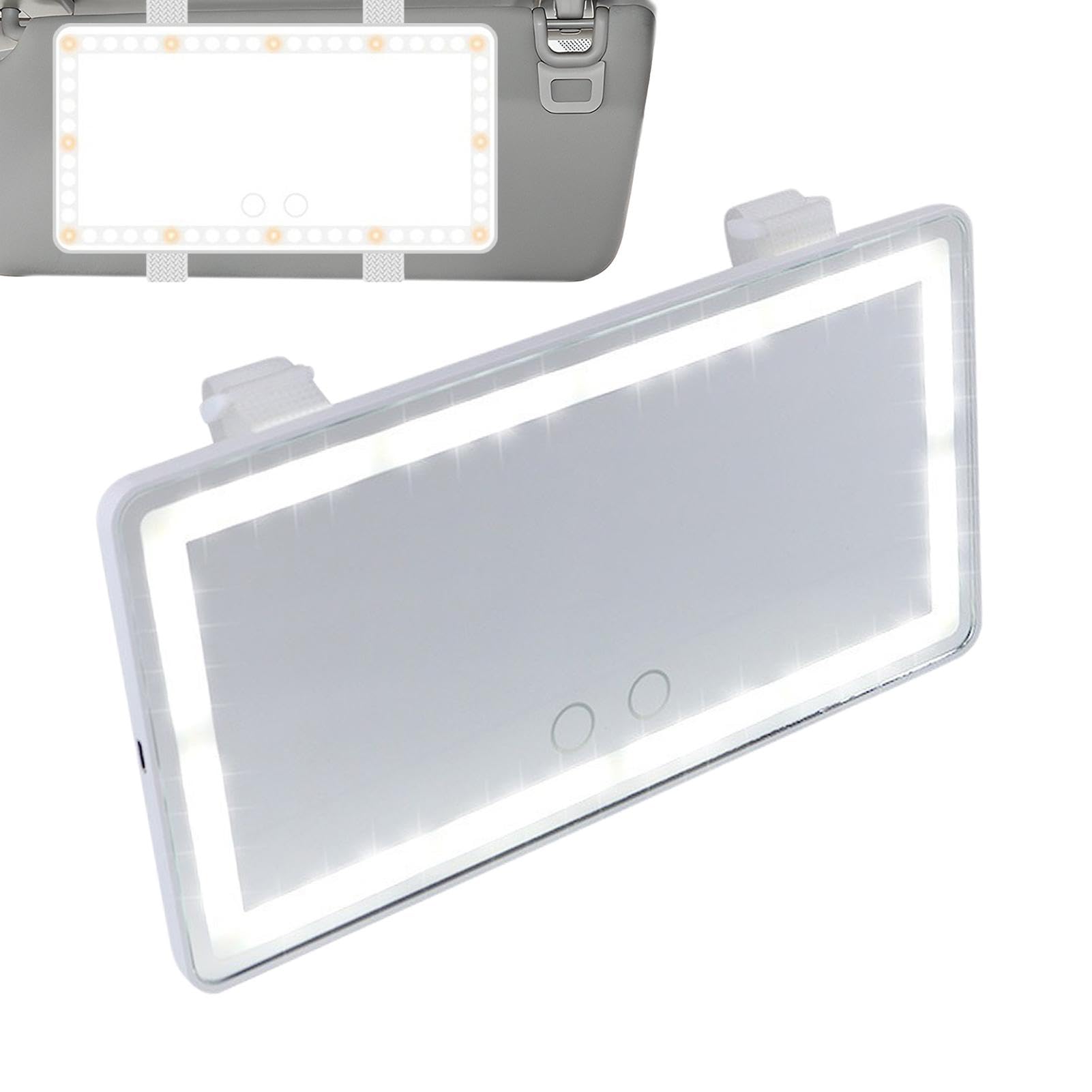 Biniveil Espejo de tocador con Visera Solar para Coche, Espejo de Maquillaje LED para Coche | Espejo de Maquillaje retrovisor automático con luz LED | Espejo de tocador LED Multifuncional con Visera