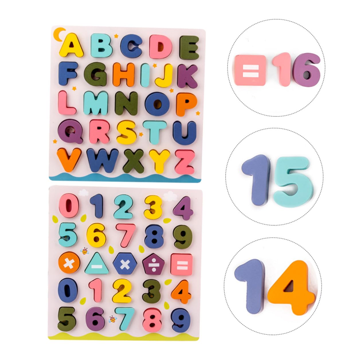 BESPORTBLE 2juegos Rompecabezas de Madera para Alfabeto y Bloques de Rompecabezas Juguetes de Reconocimiento de Letras para Jugar Casa y Aprender Números y Letras Juguetes de Reconocimiento D