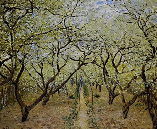 Toile Verger en fleurs Claude Monet 60x90 cm pour décoration de salon élégante