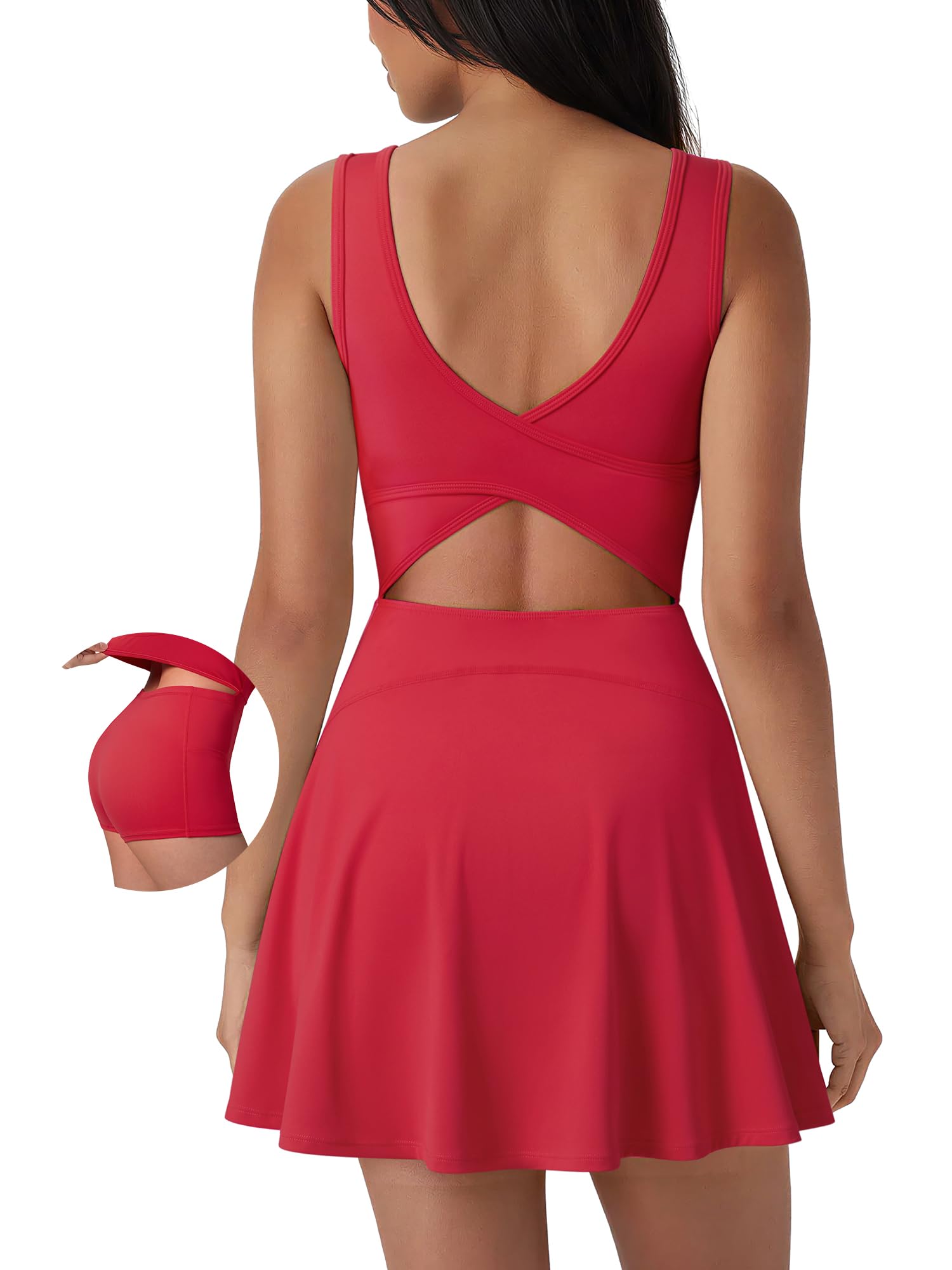Tennis Dress with Shorts Underneath Easy Peasy Athletic Dress for Women Golf Workout Active Dresses-image-10