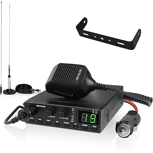 Retevis MB2 40-Channel AM/FM CB Radio Kit, Long Range Radio with Antenna for Trucker Stop, Public Address (PA) Function, Emergency Channel 9/19, VOX, Easy to Use, with Cigarette Lighter Fixed-Mount