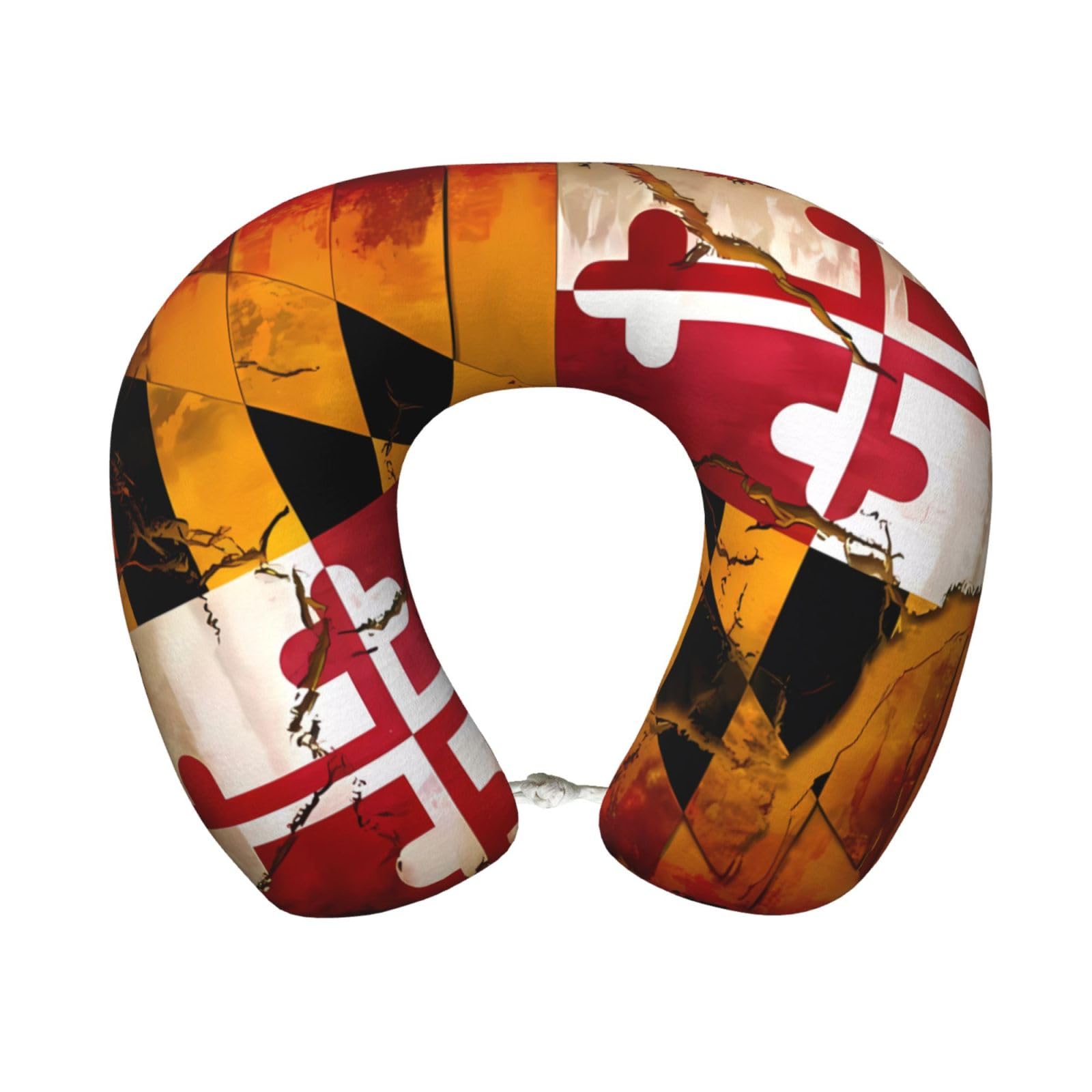 peiyeety Comfortable Vintage Wooden Maryland Flag Print Memory Foam Travel Pillow - U-Shaped Neck Support for Trips, Office Naps, and More