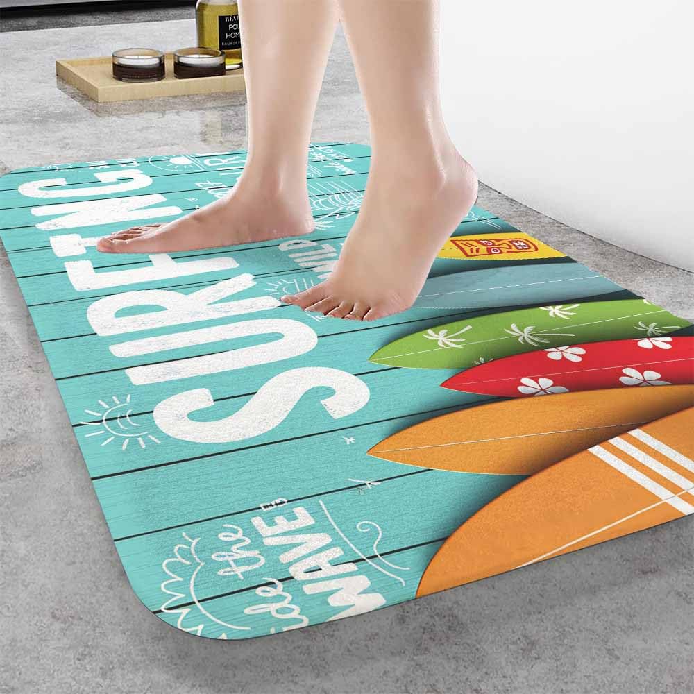 Alfombra de baño de Franela Vintage con Estampado de Tablas de Surf sobre