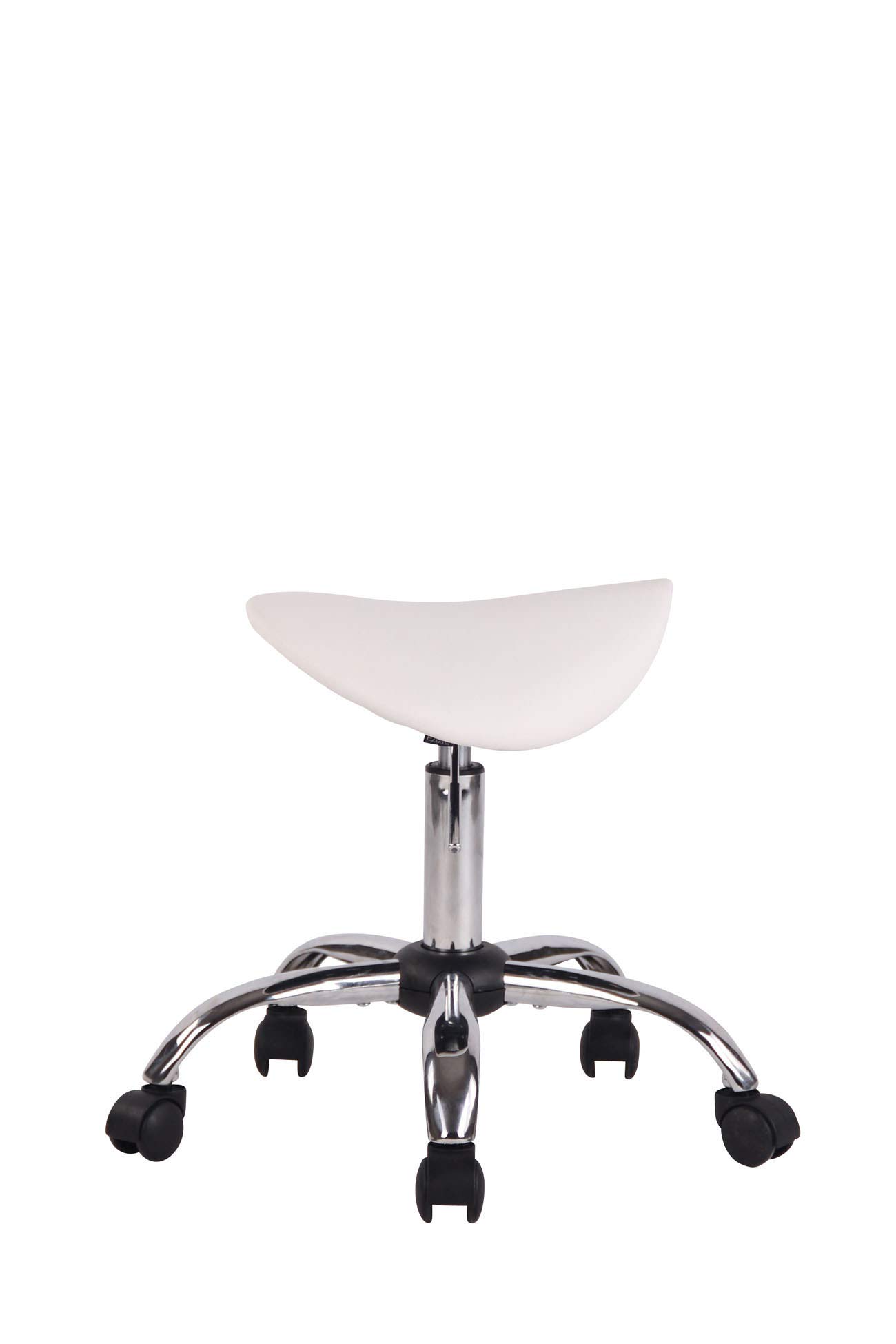 Taburete con Ruedas Augsburg Tapizado En Cuero PU I Taburete De Trabajo Sin Respaldo & Reposabrazos I Taburete Altura Regulable I Color:, Color:Blanco