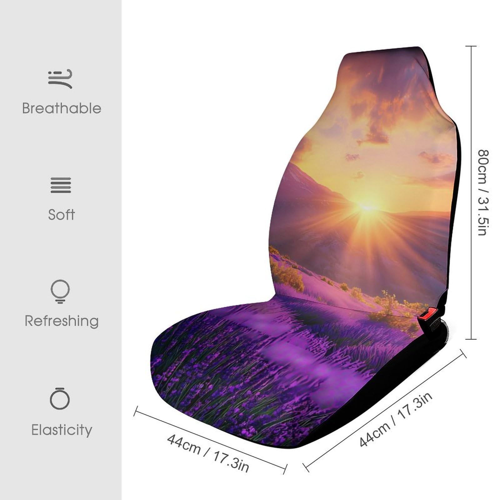 Lavender Flower Mountain Landscape Spring Car Seat Covers Universal Car Front Seats Protector Auto Interior Accessories 2PCS