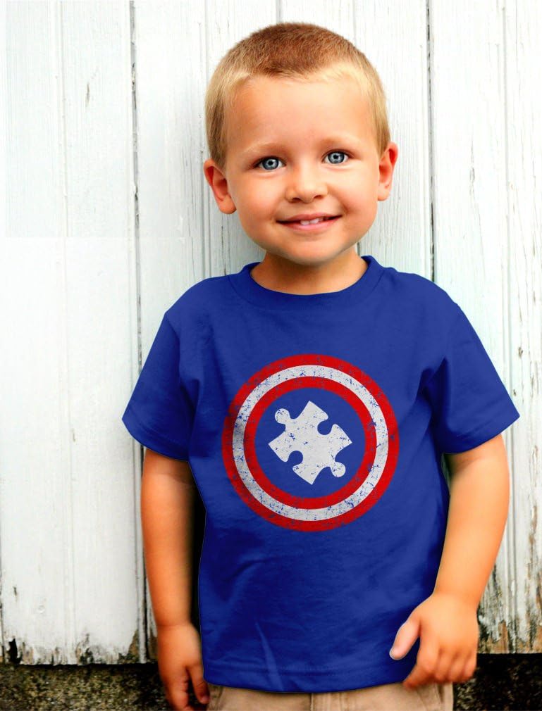 Tstars Autism Awareness Kids Shirt Puzzle SuperCaptain Autism Kids T-Shirt