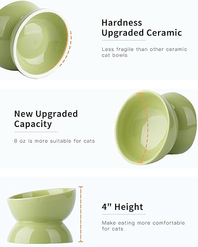 Miniatura 3 de ABRUTY Cuenco de comida para gatos, plato elevado de cerámica para gatos de 16 onzas, cuenco de agua elevado y inclinado en 15, antivómitos, protege