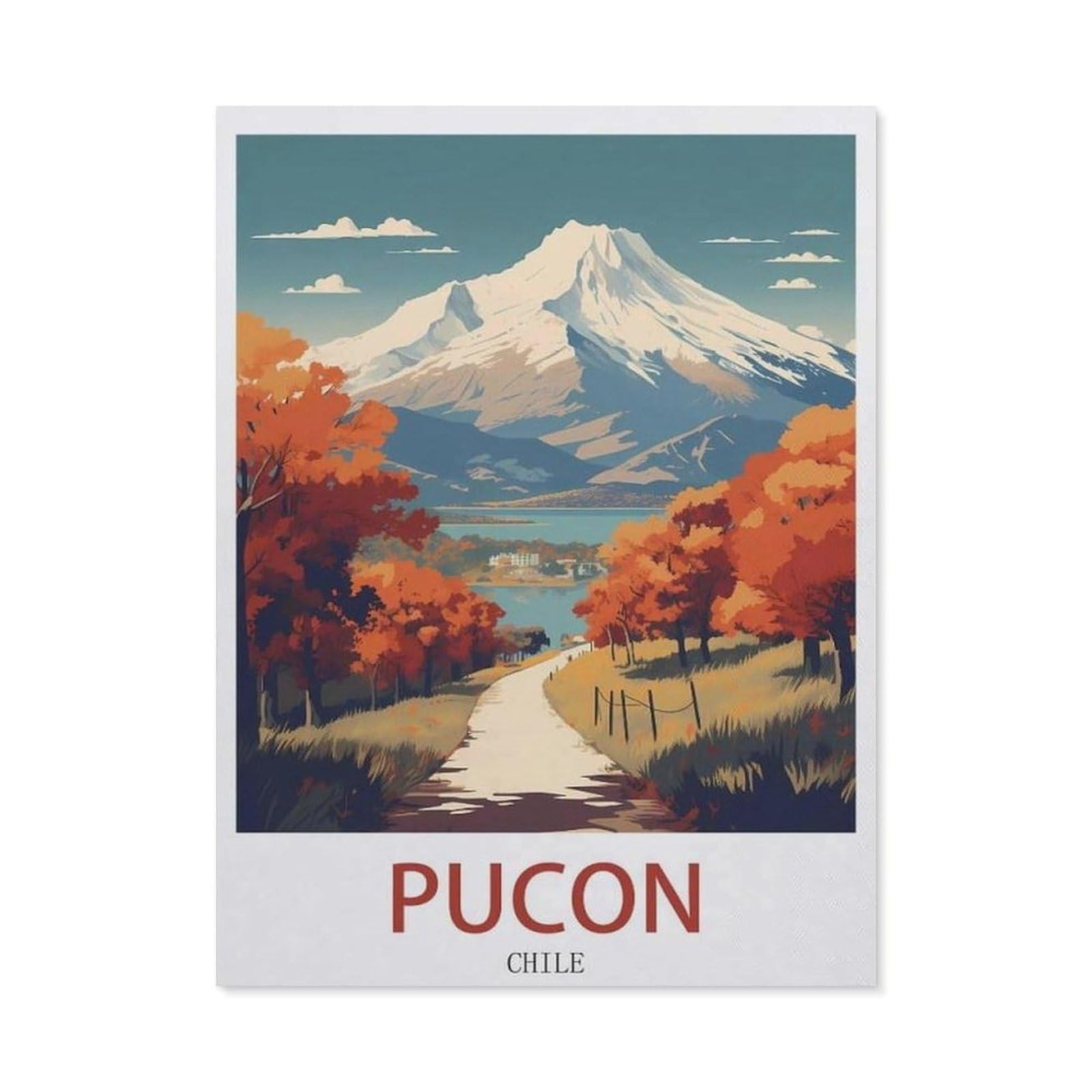 Pucon Chile，Funny Vintage Metal Tin Sign Kitchen Bathroom Office Garage Bar Cafe Restaurant Shop Cave Home Wall Decor Art Ideas Gift Tin Sign(30x40cm）12x16 inch-ED75
