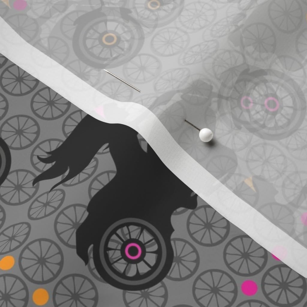 Spoonflower Fabric - Motorcycle Bikes Girl Girls Wheels Stripes Dots Printed on Chiffon Fabric by The Yard - Sewing Fashion Apparel Dresses Home Decor