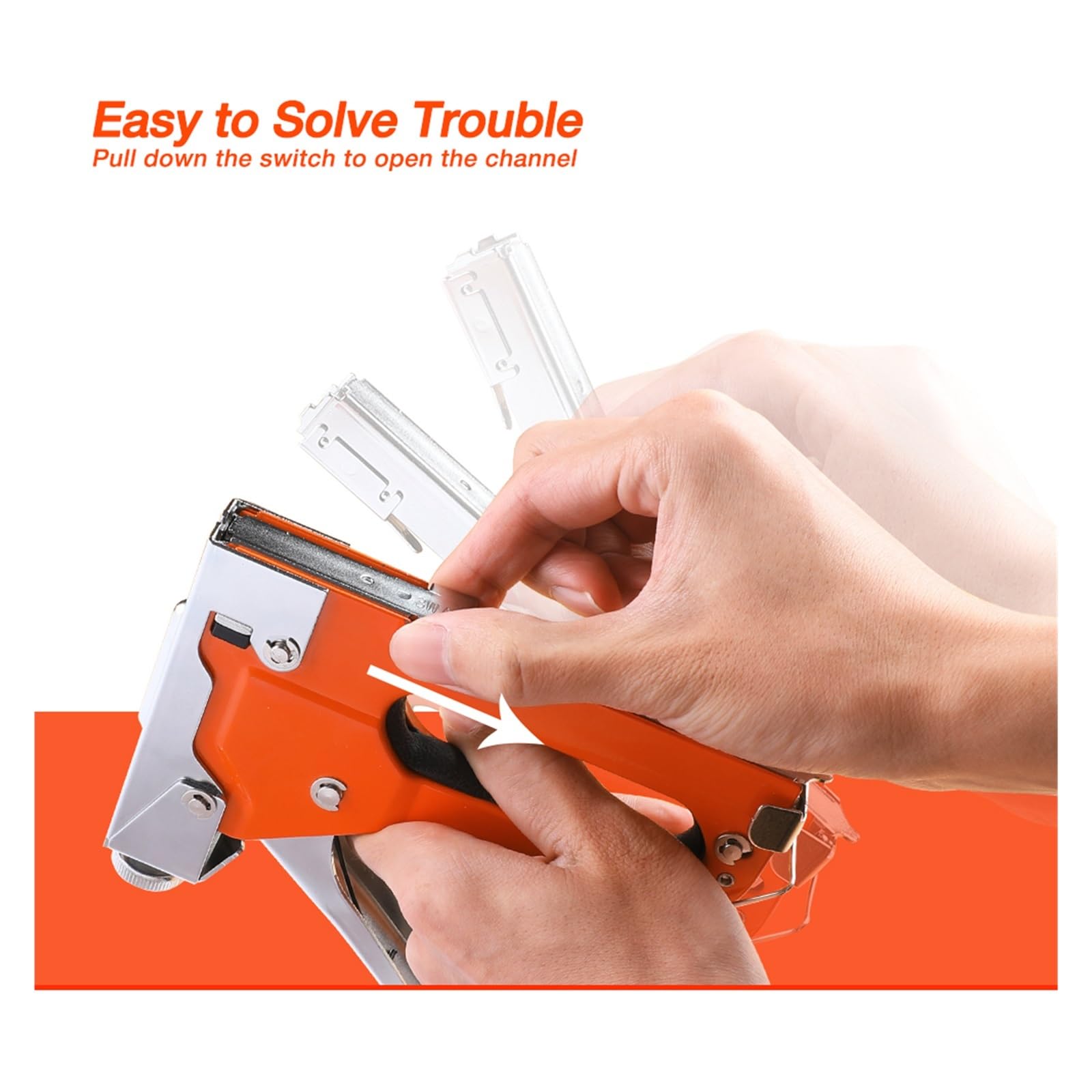 Cucitrice meccanica for costruzione Pistola sparachiodi manuale 3 in 1 resistente con 3000 graffette Cucitrice for tappezzeria for mobili in legno Casa fai da te(3in1 3000nails)