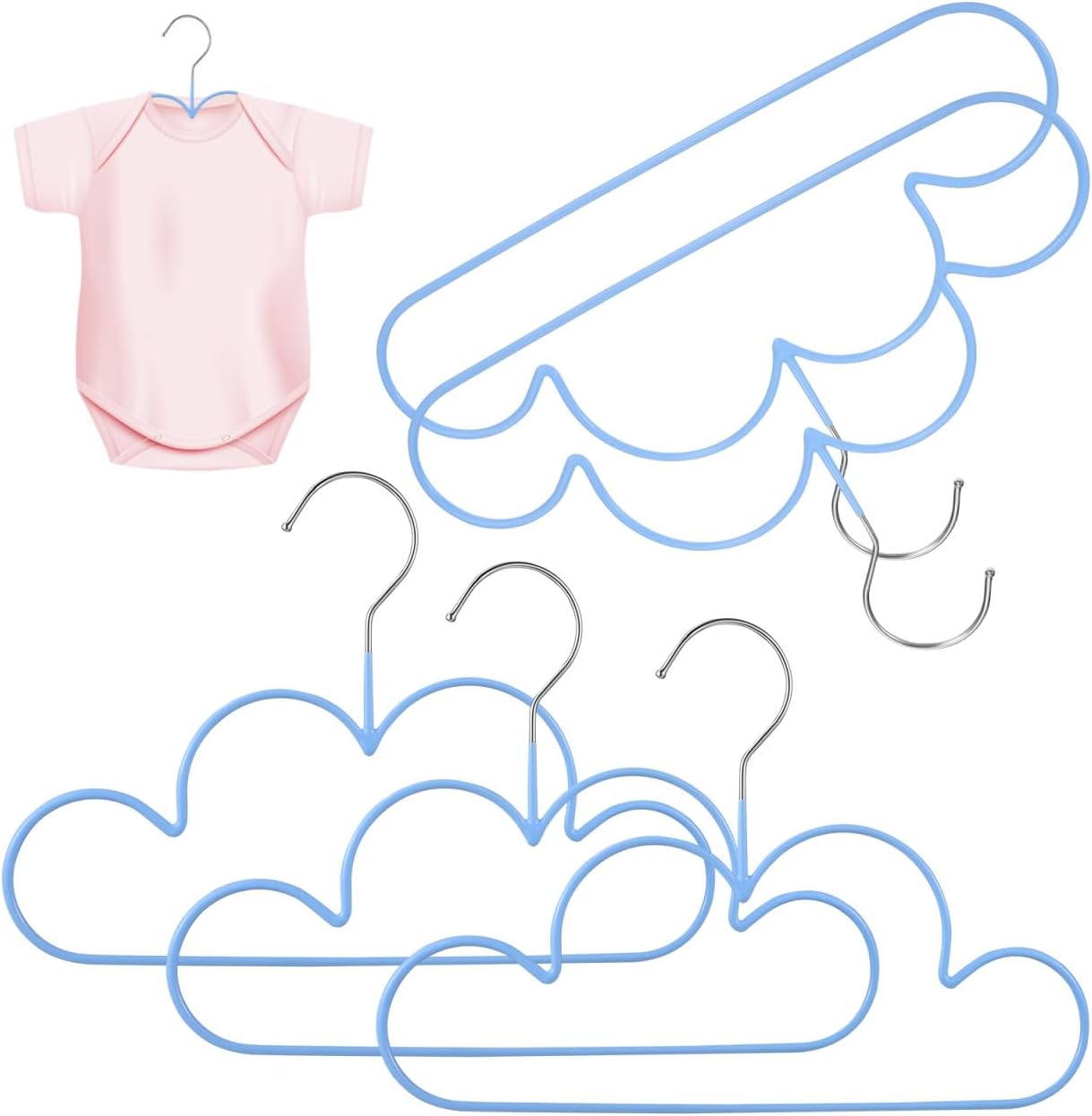 5pcs Sky Shaped Hangers 30x19cm PVC Coated Multifunctional Closet Clothes Hangers for Boys and Space-Saving ’ Storage