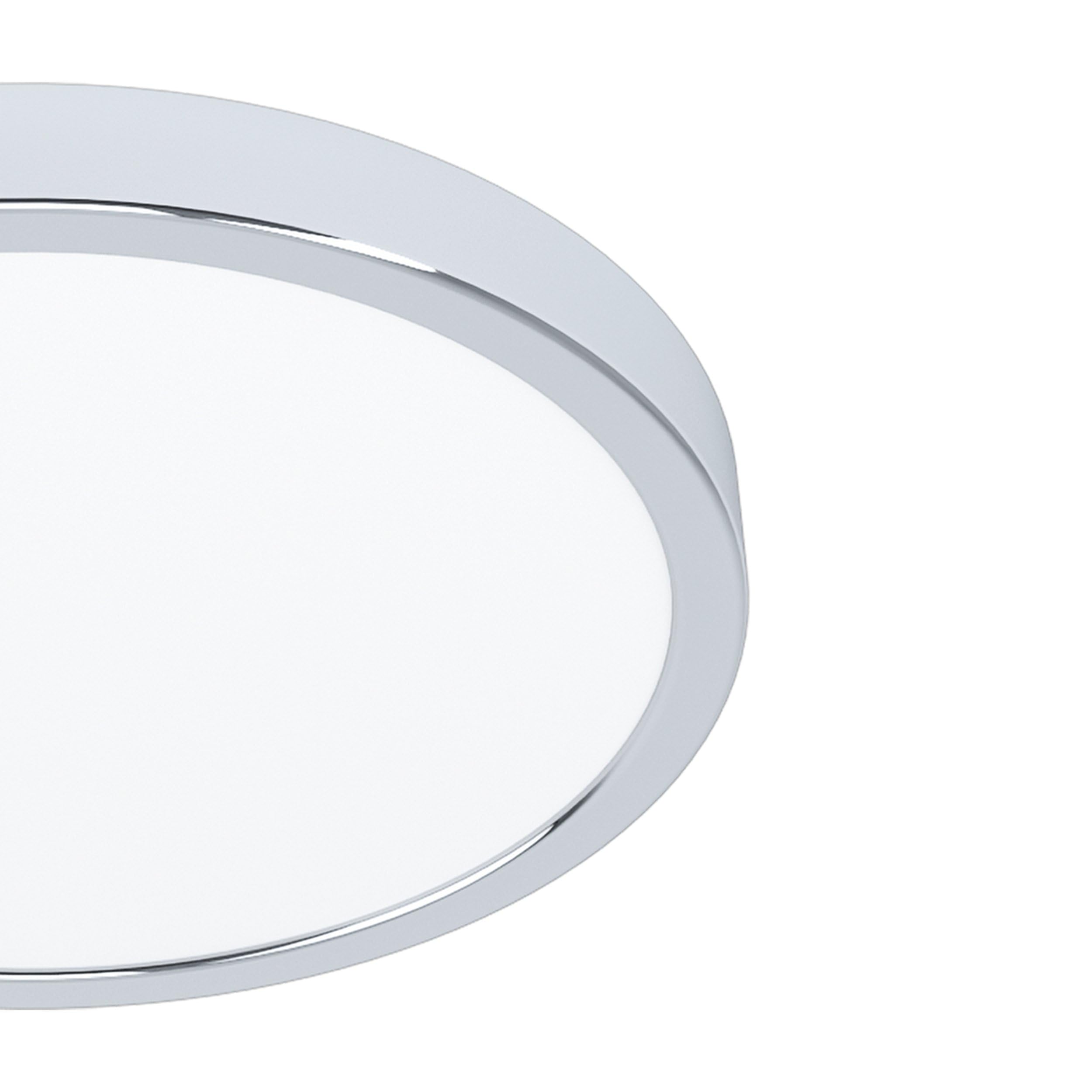 EGLO LED Deckenleuchte Fueva 5, Ø 28,5 cm, Aufbauleuchte, Bad-Deckenlampe aus Metall in Chrom und Kunststoff Leuchtfläche in Weiß, Badezimmer Lampe, LED Aufbaulampe neutralweiß, IP44