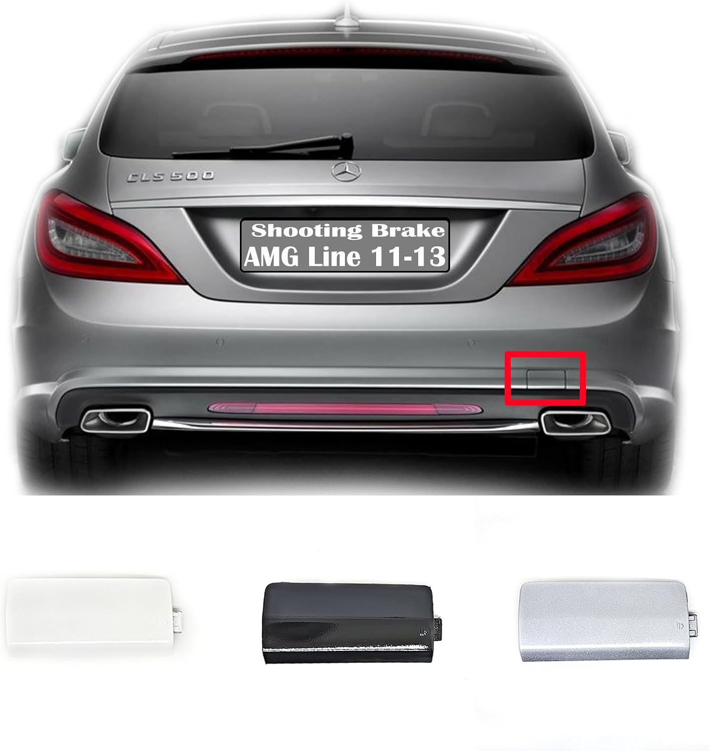 Rear Tow Cover for 11-13 Mercedes Benz CLS S218 AMG Line Shooting Brake Fit 220 250 300 320 350 400 500 63 CDI CGI 4Matic 2011 2012 2013 Bumper Hook Eye Cap Black