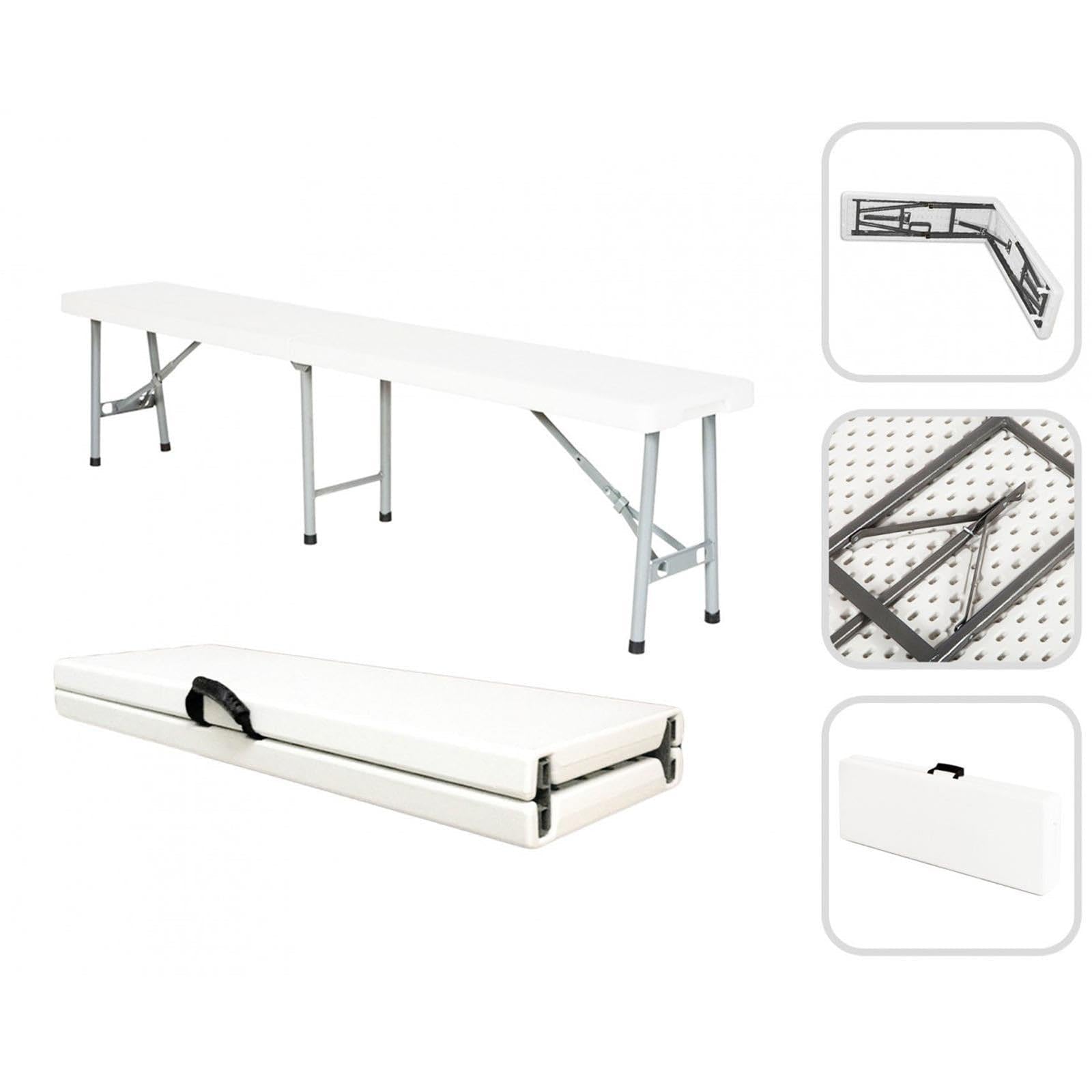 Decor Space Tavolo pieghevole da catering e campeggio a valigetta con maniglia (240 x 74 cm)