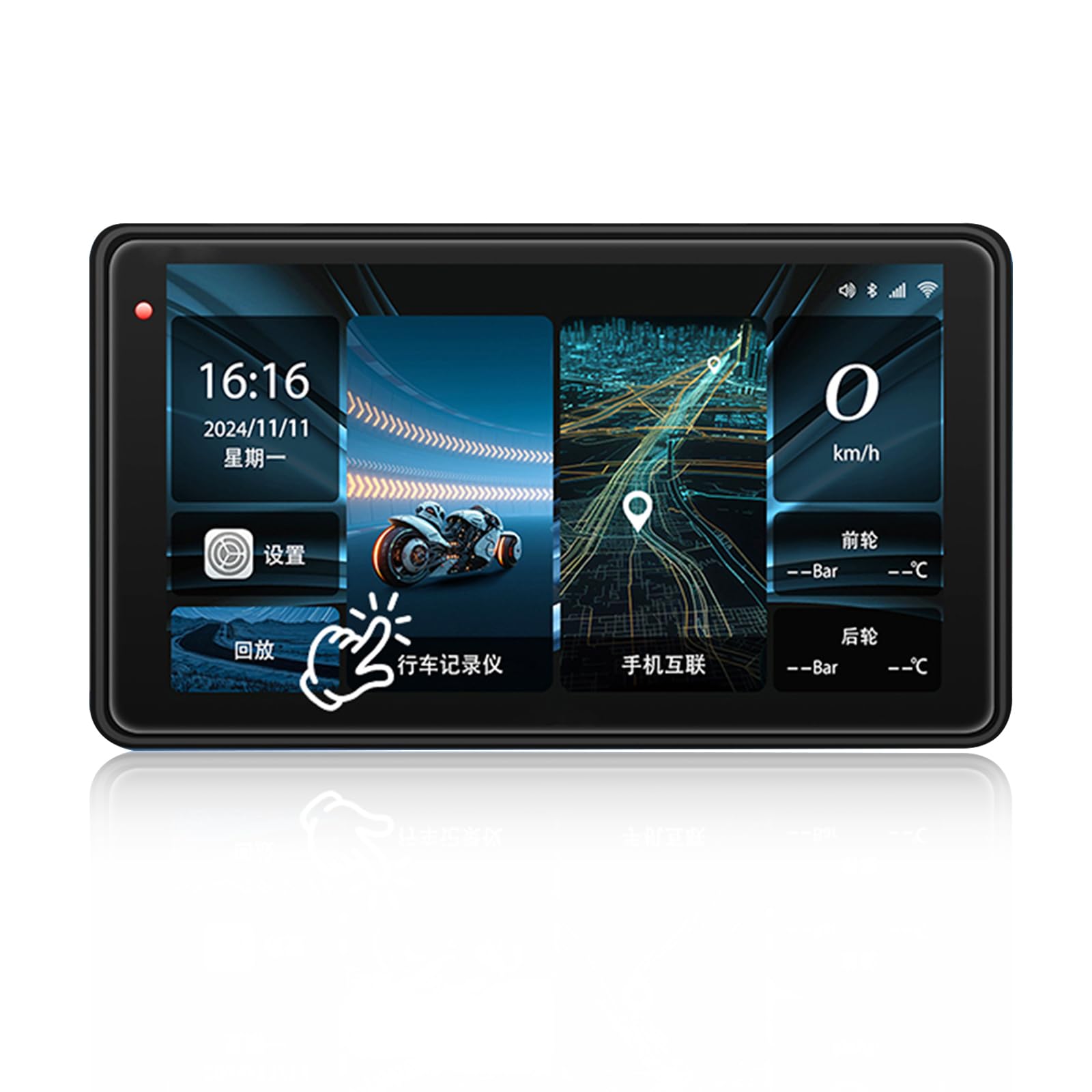 Moto Carplay Schermo 5 pollici IP68 Impermeabile Touchscreen GPS Navigazione con Wireless CarPlay Android Auto HD 1080P Dash Cam Bluetooth
