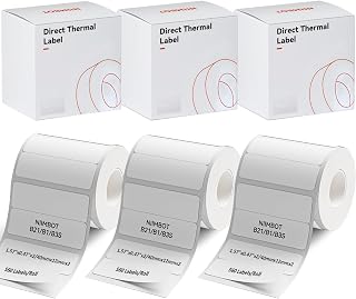 NIIMBOT Labels for B1/B21/B3S/K3 Label Maker, (3 Rolls, 1.57'' x 0.47'' / 40x12mm) Thermal Sticker Label, Waterproof, Oil-Proof and Tear-Proof, Self-Adhesive Thermal Labels (White)