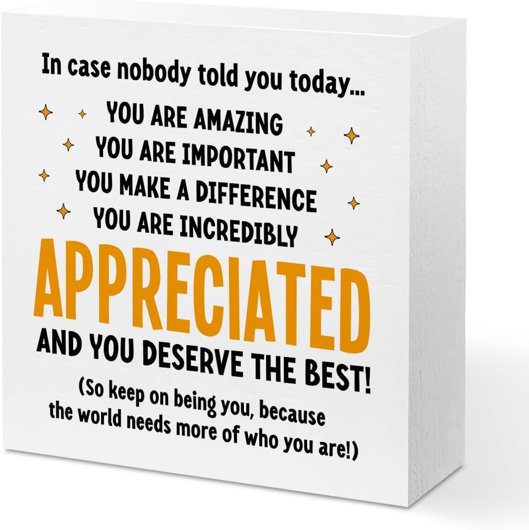 7x7 Inch Inspirational Box Sign Appreciated Positive Desk Decor