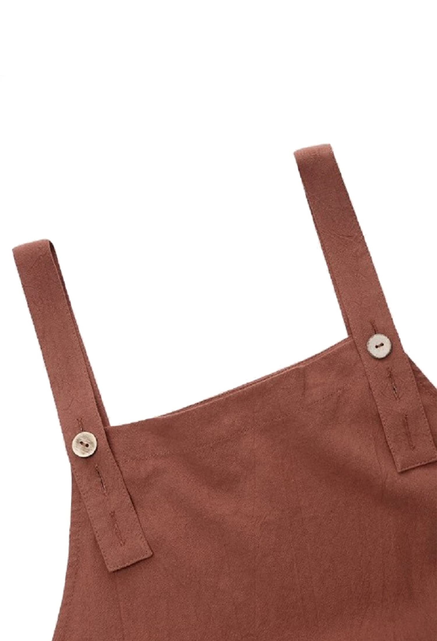 BRONG Overol para mujer, casual, holgado, de algodón suave, de lino, para mujer, con correas ajustables y bolsillos