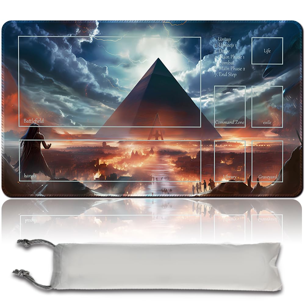 MTG Juego de alfombrillas + bolsa impermeable gratuita, bordes cosidos, superficie de goma suave, PlayMat con zonas (Angel of Flight Alabaster - All is Dust)