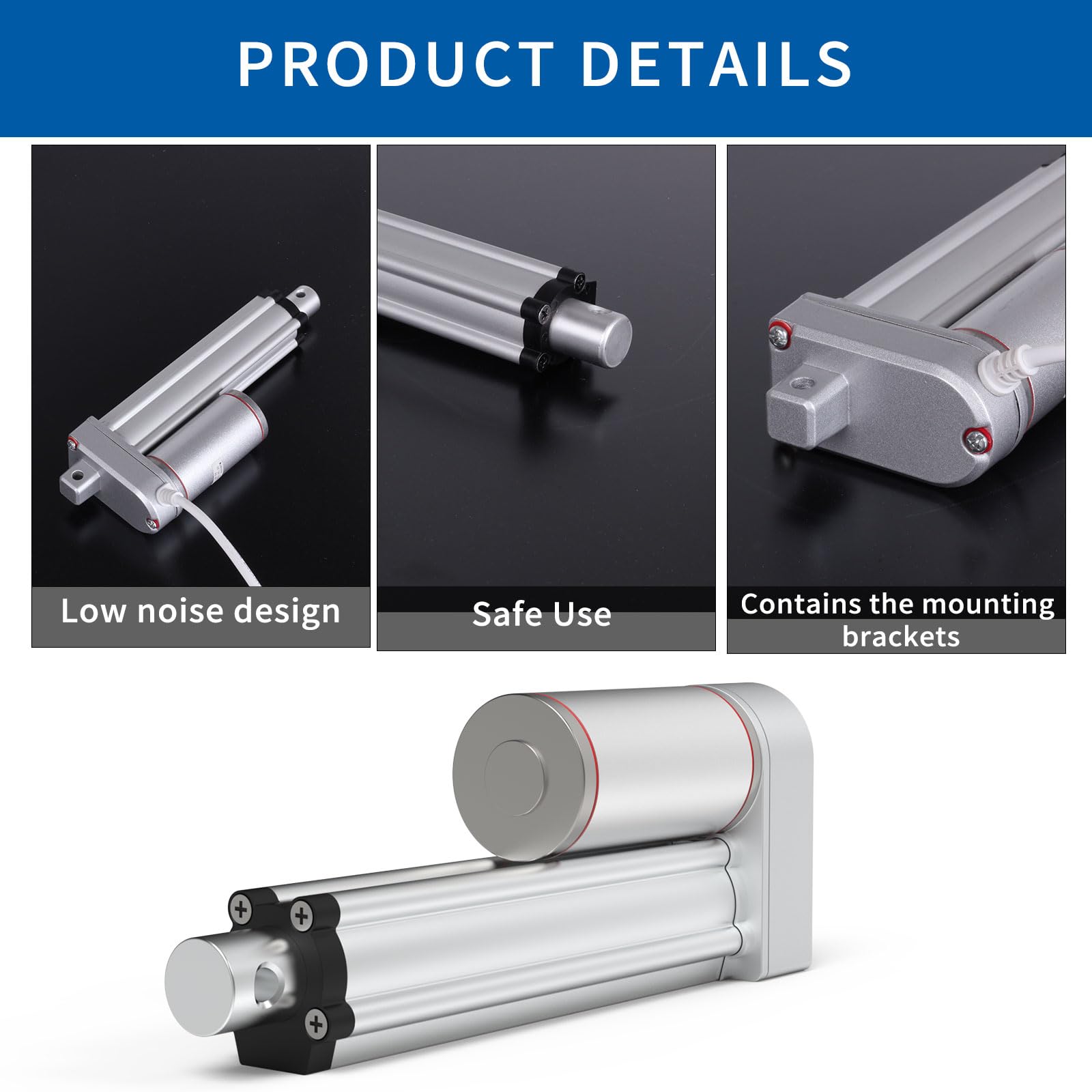 4 Inch Stroke Heavy Duty 12V Electric Linear Actuator Motor 220lbs Speed 0.47"/sec Linear Actuator Stroke with Mounting Bracket (1000N, 100mm) — Amazon image 5