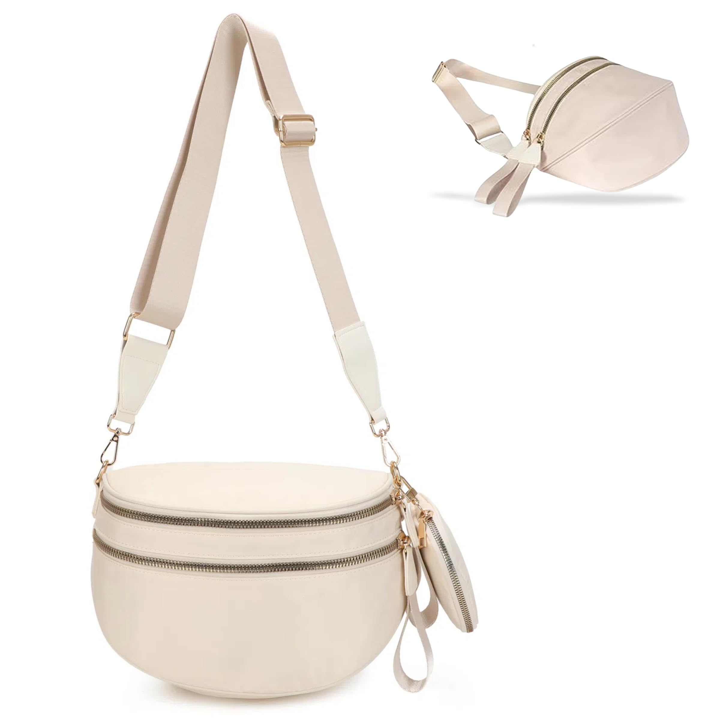 Pallocoo Checkered Crossbody Bum Bags for Women, Nylon Sling Bags with Shoulder Strap, Large Capacity Checkered Purse Bag