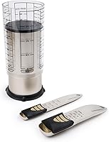 Vista 10 de KitchenArt Cucharada de la serie profesional, cuchara medidora de satén champán, ajustable de 1/2 cucharadita a 1 cucharada, blanco y negro