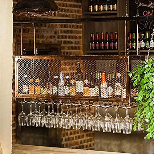 Porte-bouteille de vin et porte-verre suspendus au style industriel