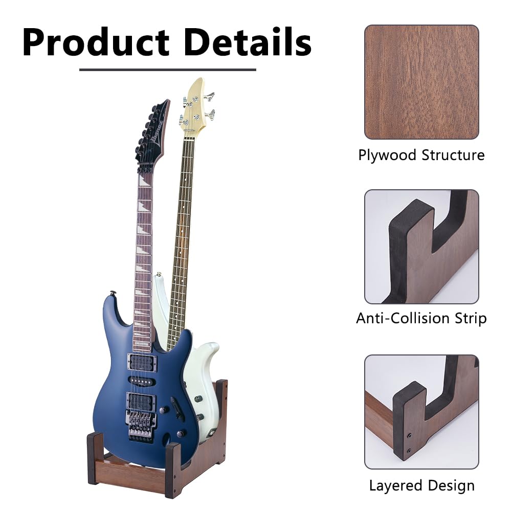 DICOSMETIC 3 supporti per chitarra in legno, 33 x 22 x 1,9 cm, per studio, decorazione della casa, marrone cocco