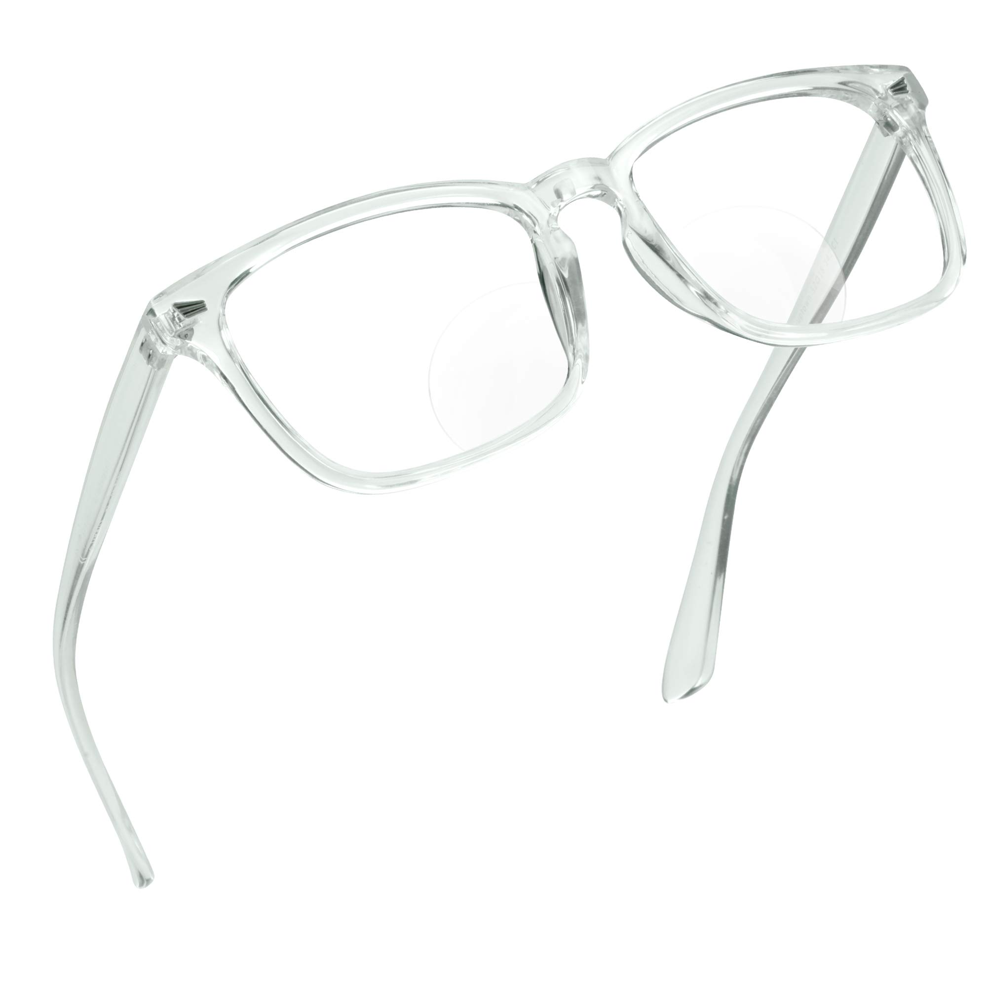 LifeArt Bifocal Reading Glasses with Round Lenses, Blue Light Blocking Glasses for Women Men, Anti Glare, Reduce Eyestrain (Clear, 2.25 Magnification)