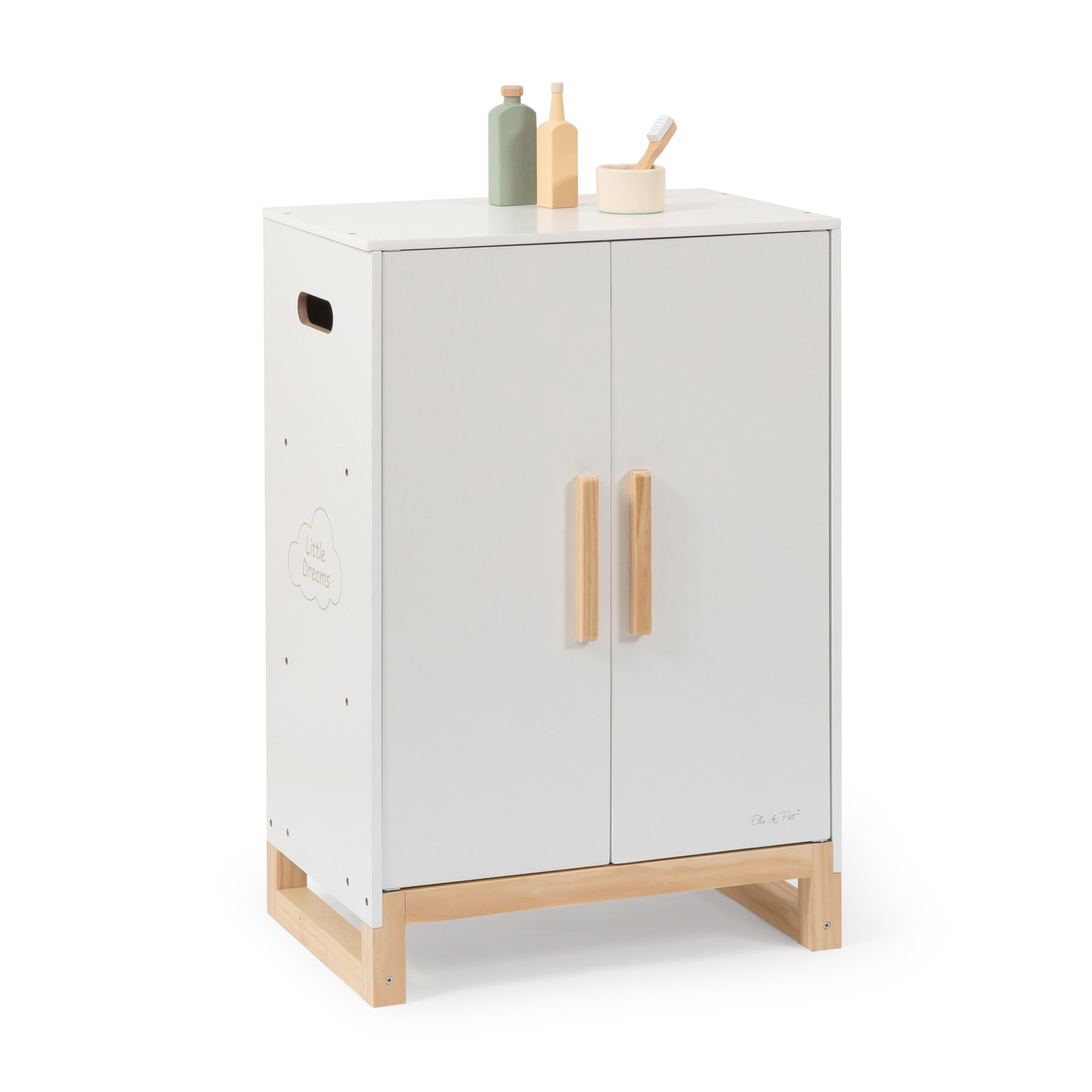 ELLA & PIET® Großer Puppenschrank Dressy aus Holz (Weiß-Schlamm)